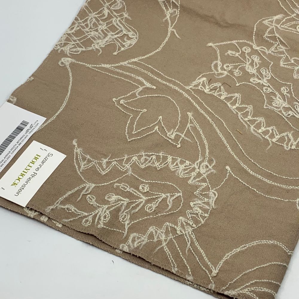 Lee Jofa Suzanne Rheinstein Hollyhock Wool Embroidered/Cotton Fabric Sample‎